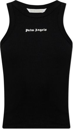 Palm Angels Tops, Dames, Zwart, XS, Katoen, Katoenen Top met Logo