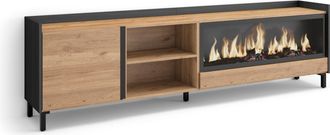 Skraut Home Skraut Home - Mueble Tv, Televisi&oacute;n, Muebles De Sal&oacute;n, Almacenaje, 212x35x61cm, Para Tv Hasta 80, Chimenea El&eacute;ctrica Xxl, Dise&ntilde;o Industrial, Estilo Mo