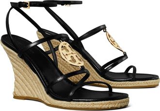 Tory Burch Capri Miller Espadrille Wedge in Black /Gold at Nordstrom, Size 10.5