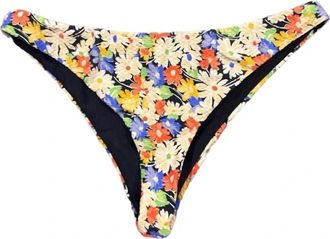 Something Navy Womens Floral Low Rise Bikini Bottoms In Black Combo