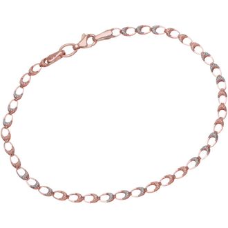 Diamant L'éternel 9ct rosé- en witgouden open 3D-zeeschelpschakelarmband met een lengte van 19 cm