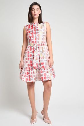 Ming Wang Polka Dot Woven A Line Dress in Rosy/sunkist/lemon/lunar/white at Nordstrom, Size X-Small