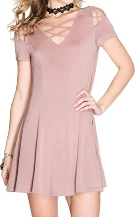 She + Sky Criss Cross Modal Cupro Swing Dress In Dusty Rose