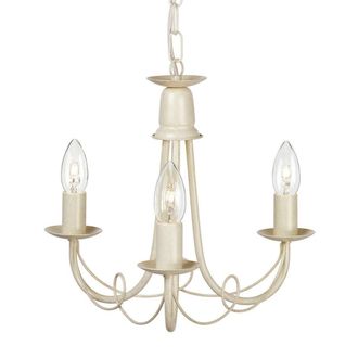 Netlighting Minster Chandelier 3 Light Ivory Gold Finish E14 in White