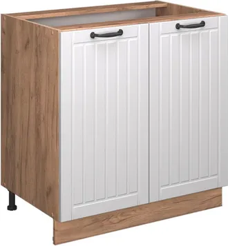 Vicco Mueble Bajo De Cocina Fame-line, Blanco Casa De Campo, 80 Cm Con Estante, Et Antracita, Vicco