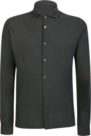 Zanone Groen Militaire Stijl Shirt - Heren - Casual Overhemden - Groen - L - Katoen - Overhemden