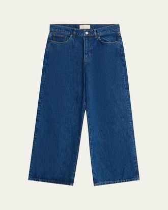 Jeanerica Mens Med Blue Denim Wide-Leg Jeans