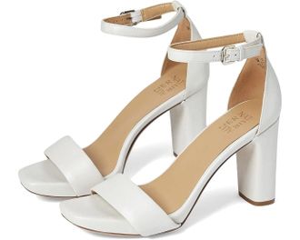 Naturalizer Joy Sandals Womens White Leather Ankle Strap Block Heel RHS9705