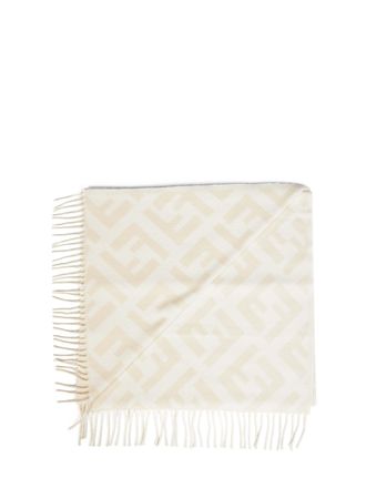Fendi Womens Cashmere Scarf Camelia Ivory Scarfs