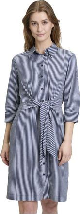 Betty & Co Kleedjes, Dames, Blauw, XL, Leer, Overhemdjurk met opgestikte zakken