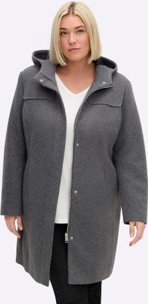 Sheego Wintermantel SHEEGO, Damen, Gr. 48, grau (anthrazit, meliert), 90% Polyester, 10% Wolle, M&auml;ntel Wintermantel