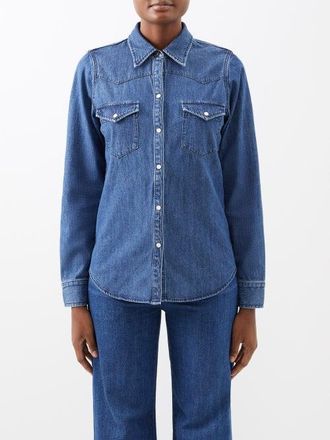 Nili Lotan Travis Denim Shirt - Womens - Dark Denim
