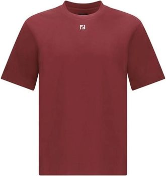 Fendi T-Shirts, male, Red, Size: M Cotton T-Shirt with Print