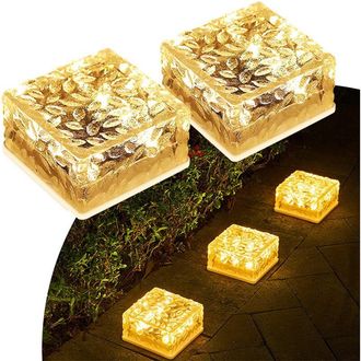 OEM Pack De 2 Luces Solares De 6 Led Para Pavimento, Luz Blanca C&aacute;lida, Sensor De Encendido/apagado, Impermeables, Para Caminos Exteriores, 105 X 105 X 55