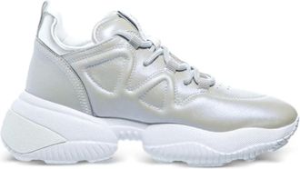 Hogan Interaction lace-up sneakers - women - Calf Leather/Rubber/Calf Leather - 34.5 - Silver