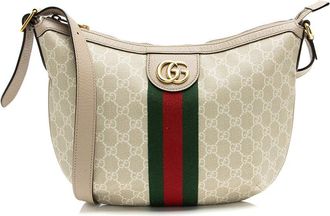 Gucci Beige Coated Canvas, Leather & Nylon Ophidia Small Shoulder Bag (Authentic Pre-Loved)