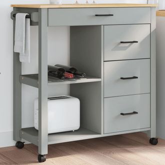 vidaXL Carrito De Cocina Monza Madera Maciza De Pino 84x40x88,5 Cm Vidaxl