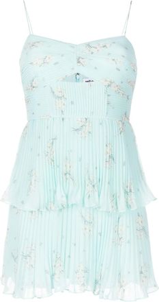 Self Portrait floral-print tiered chiffon minidress - women - Polyester/Polyester - 10 - Blue