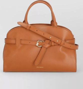 Coccinelle leather shoulder bag structured shape buckle