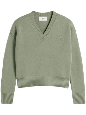 Ami Ami de Coeur wool-cashmere blend sweater - unisex - Cashmere/Wool - S - Green