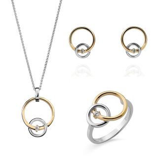 Orphelia Antoine Dames 925 Sterling Zilveren Set: Ketting + Oorbellen + Ring - Zilver/Geelgoud SET-7503/1