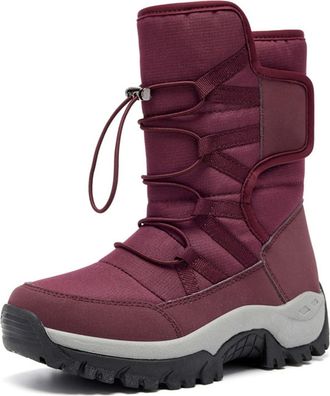 Generic Womens Winter Snow Boots Waterproof Mid-Calf Shoes Warm Faux Fur Lined Boots Outdoor Travel Ankle Booties(Rosso,4.5)