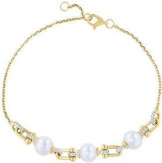 Effy Freshwater Pearl & Diamond Link Bracelet in White at Nordstrom Rack, Size 7.5