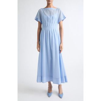 Lela Rose Textured Gauze Midi Dress in Bluebell at Nordstrom, Size 14