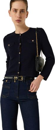 Gerard Darel Lubna Button Front Long Sleeve Cardigan in Navy Blue at Nordstrom, Size Medium