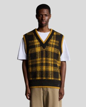 Lyle & Scott wolmix tartan vest - veelkleurig