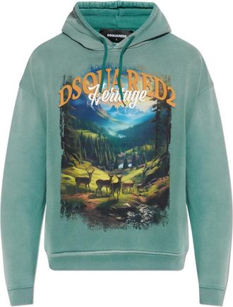 Dsquared2 Hoodies, male, Green, Size: 2XL Sweatshirt with print