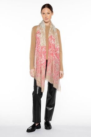 Kinross Cashmere Faded Paisley Print Scarf in Poppy Multi at Nordstrom