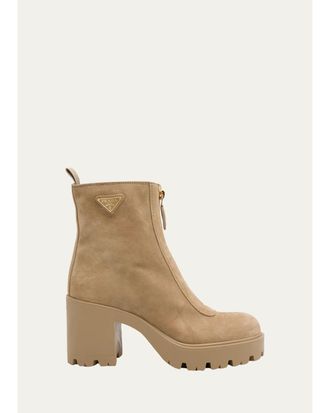Prada 85mm Stride Flow Suede Ankle Boots