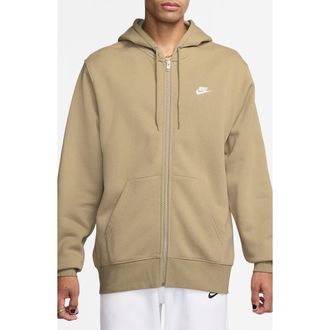 Nike Club Fleece Zip Hoodie in Parachute Beige/White at Nordstrom Rack, Size Xxx-Large