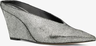 Michael Kors Xandra Metallic Leather Wedge Mule