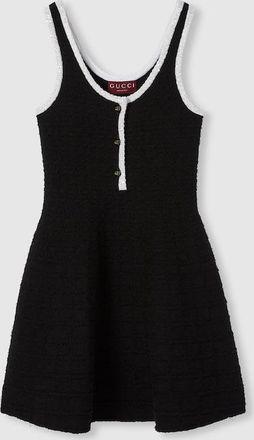 Gucci Tweed Wool Dress With Embroidery, Black, Ready-to-wear