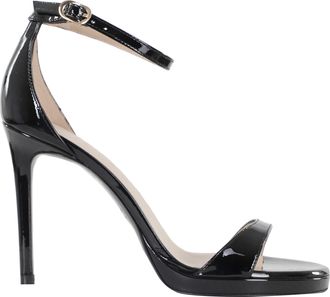 Stuart Weitzman Black Nudist Platform Ankle-Strap Leather Sandals