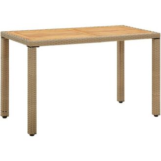 vidaXL Garden Table Beige 123x60x74 cm Poly Rattan&Solid Wood Acacia vidaXL