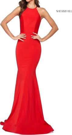 Sherri Hill Elegant Cutout Back Dress In Red
