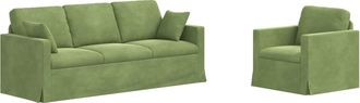 vidaXL Juego De Sof&aacute; 2 Uds. Verde Claro Terciopelo Vidaxl