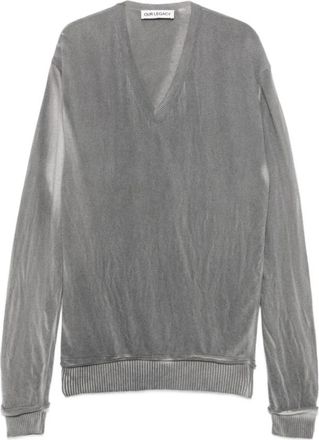 Our Legacy Parallel V-Neck - Heren - V-hals truien - Grijs - L - Wol - Truien & Vesten