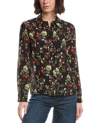 Alice & Olivia Alice + Olivia Willa Placket Silk Top