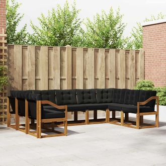 vidaXL Vidaxl Set Di Divani Da Esterno 9 Pz Naturale E Nero