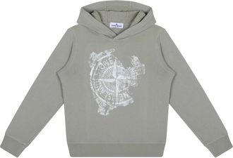 Stone Island Kids Sweatshirts, male, Gray, 8 Y, Light Grey Hoodie with Print Logo