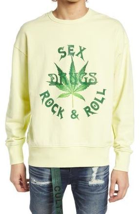 Cult of Individuality Rock & Roll Crewneck Sweatshirt in Lemon at Nordstrom Rack, Size Medium