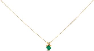House of Brilliance 14K Gold 5X5 MM Heart Shaped Gemstone Solitaire Pendant Necklace