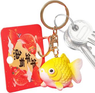 Generic Fortune Fish Keychain - Lucky Fish Keychain, Lucky Fish Keyring | 3D Fish Schoolbag Charm, Cute Fish Doll Figurine, 3D Lucky Fish Purse Keychain, Cult