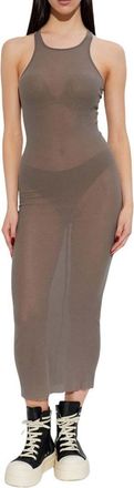 Rick Owens Grey Round Neck Midi Dress
