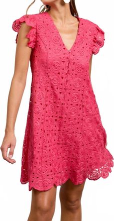 Skies Are Blue Clothing Crochet Mini Dress In Raspberry