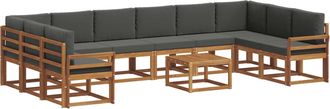 vidaXL Set Di Divani Da Esterno 11 Pz Naturale E Antracite Vidaxl